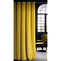 Eurofirany Velvet Mostaza Cortina de Terciopelo 1 Pieza Suave 10 Ojales Elegante glamuroso Dormitorio salón de Tela- 140…